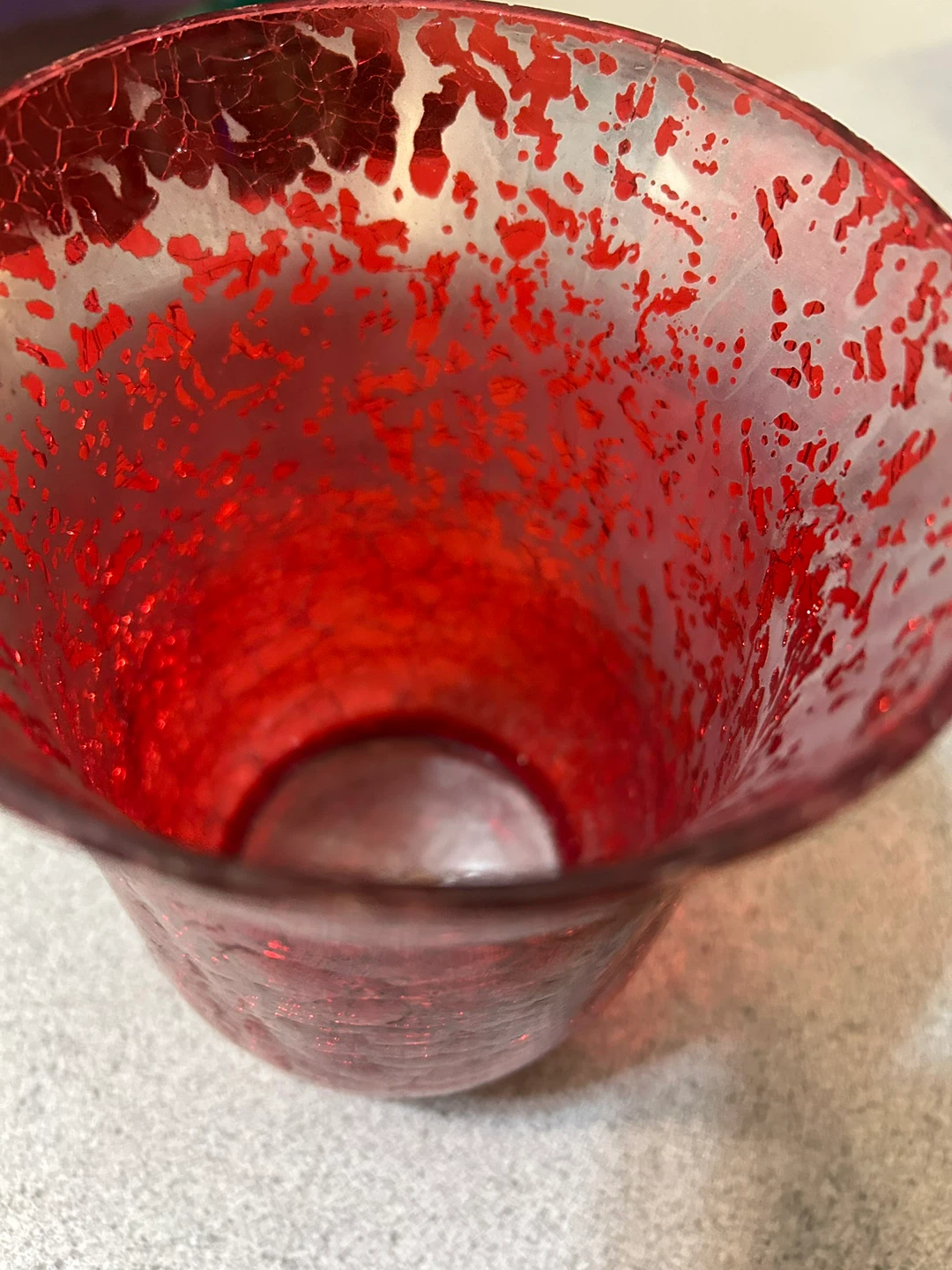 Red Crackle Glass Candle Holder - photo 2