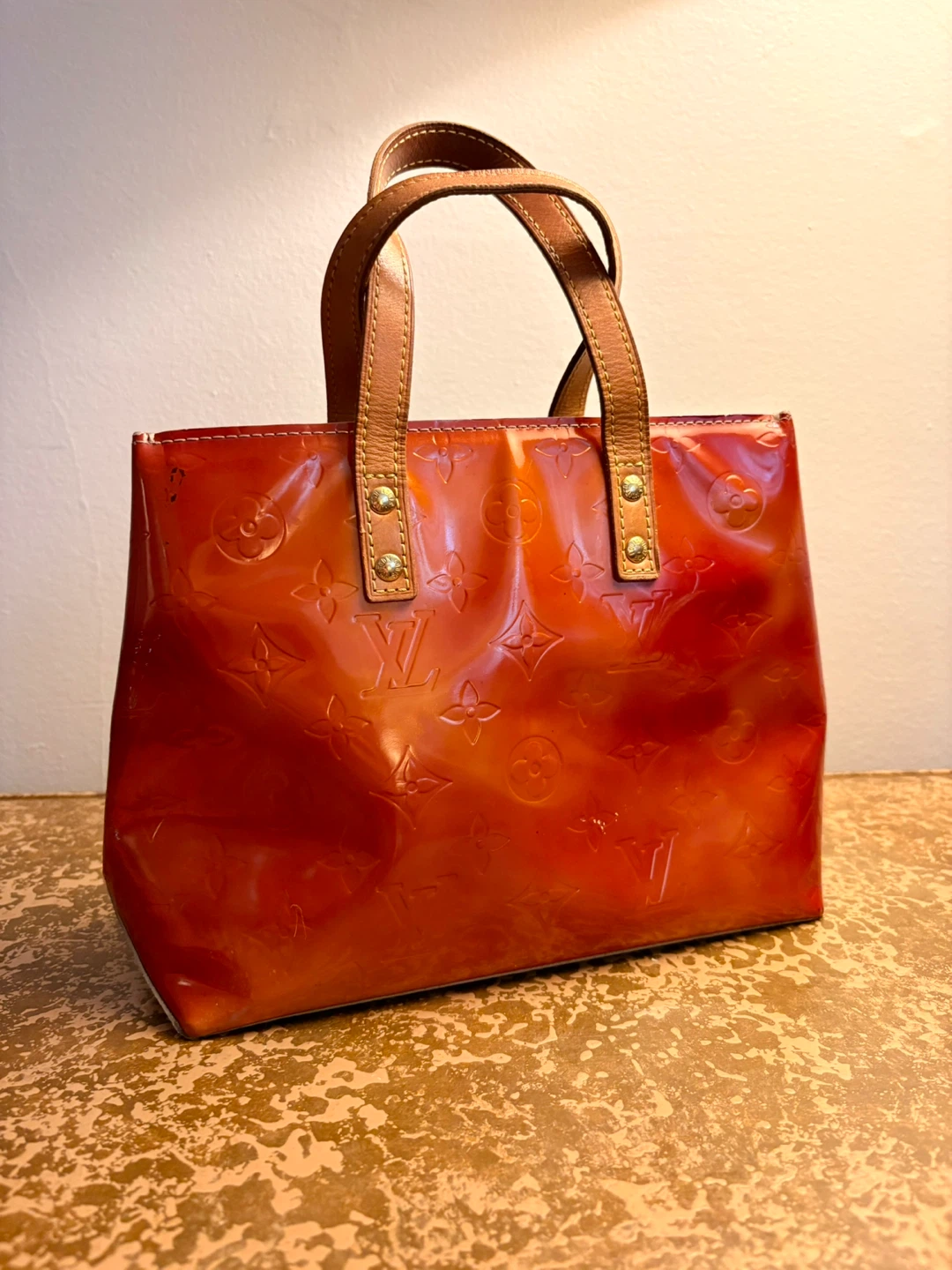 Louis Vuitton Vernis Alma PM Handbag Orange