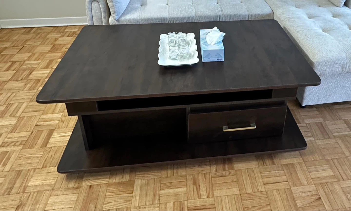 Dark Brown Coffee Table with Drawer 170$