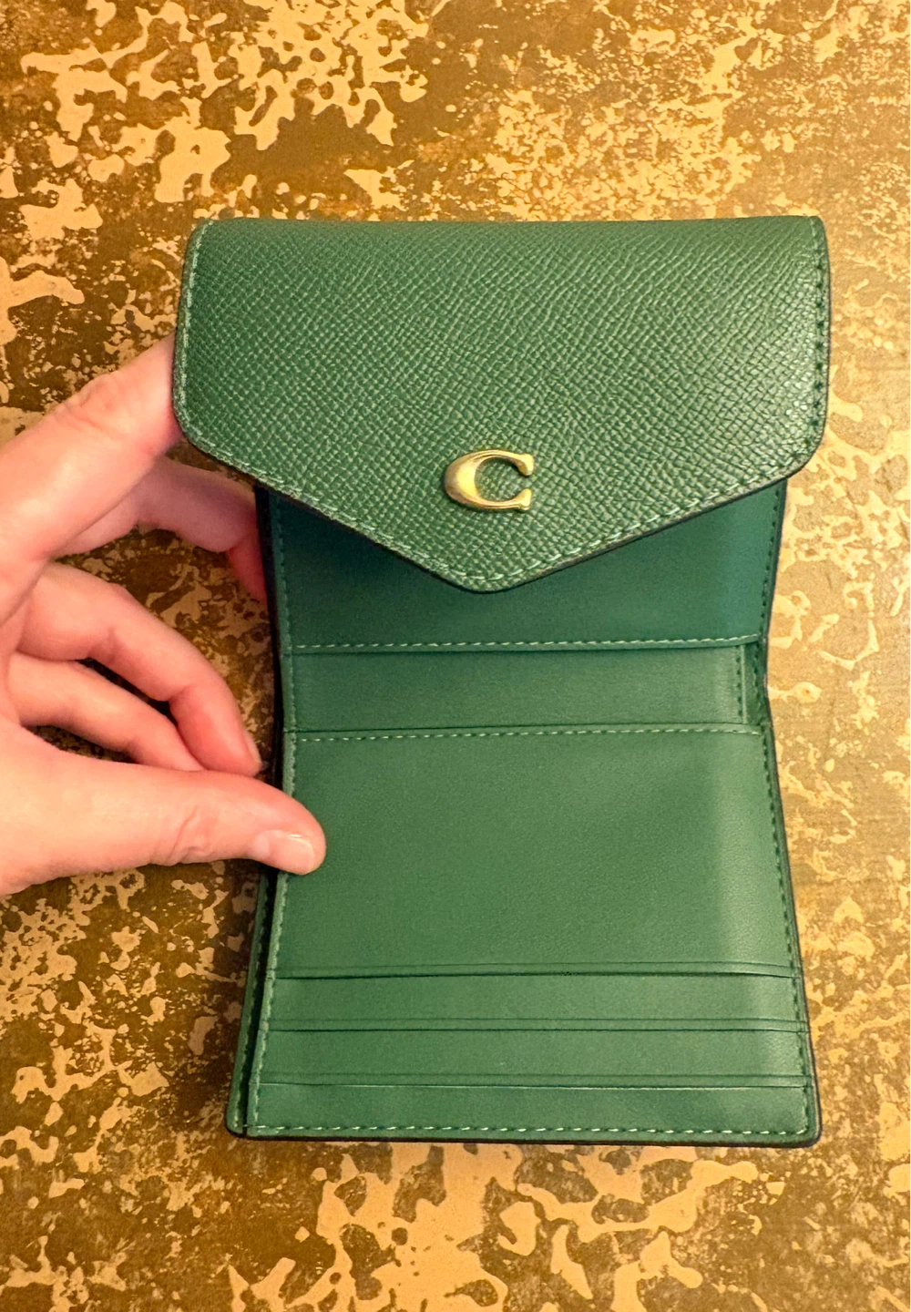 Coach Small Wallet - Green Pebbled Leather - photo 2