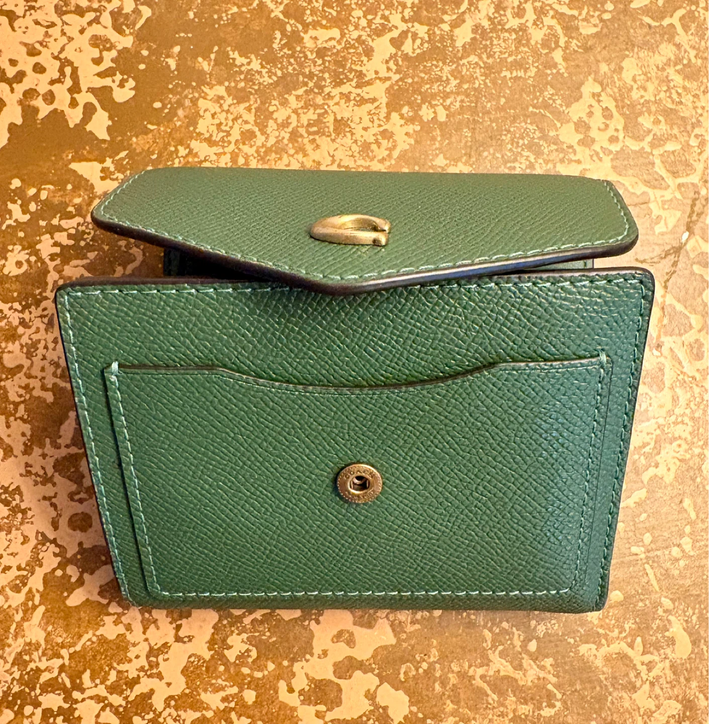 Coach Small Wallet - Green Pebbled Leather - photo 3