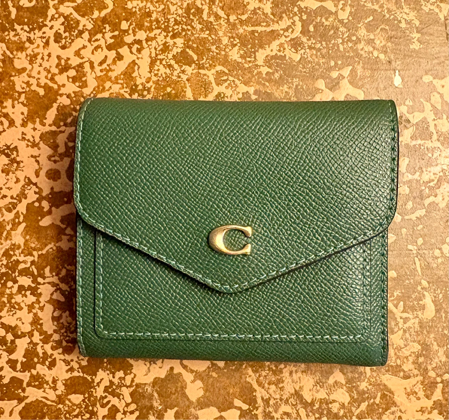 Coach Small Wallet - Green Pebbled Leather