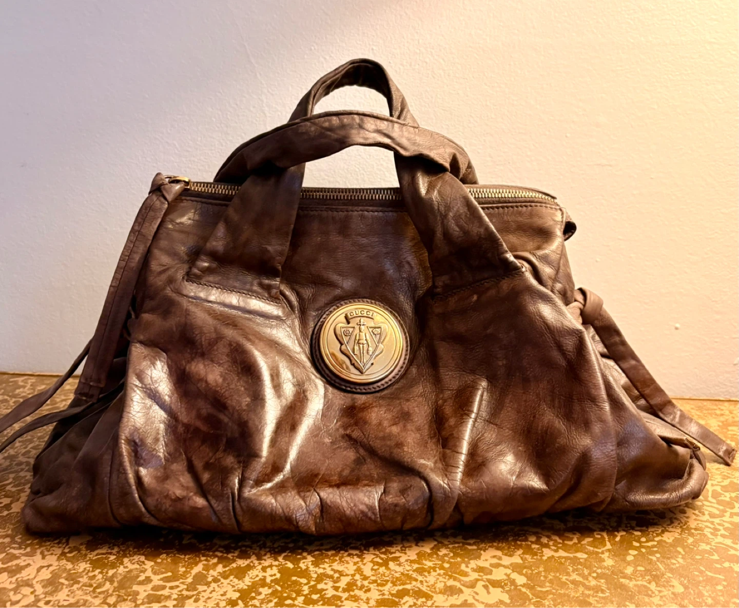 Brown Leather Gucci Hobo Bag