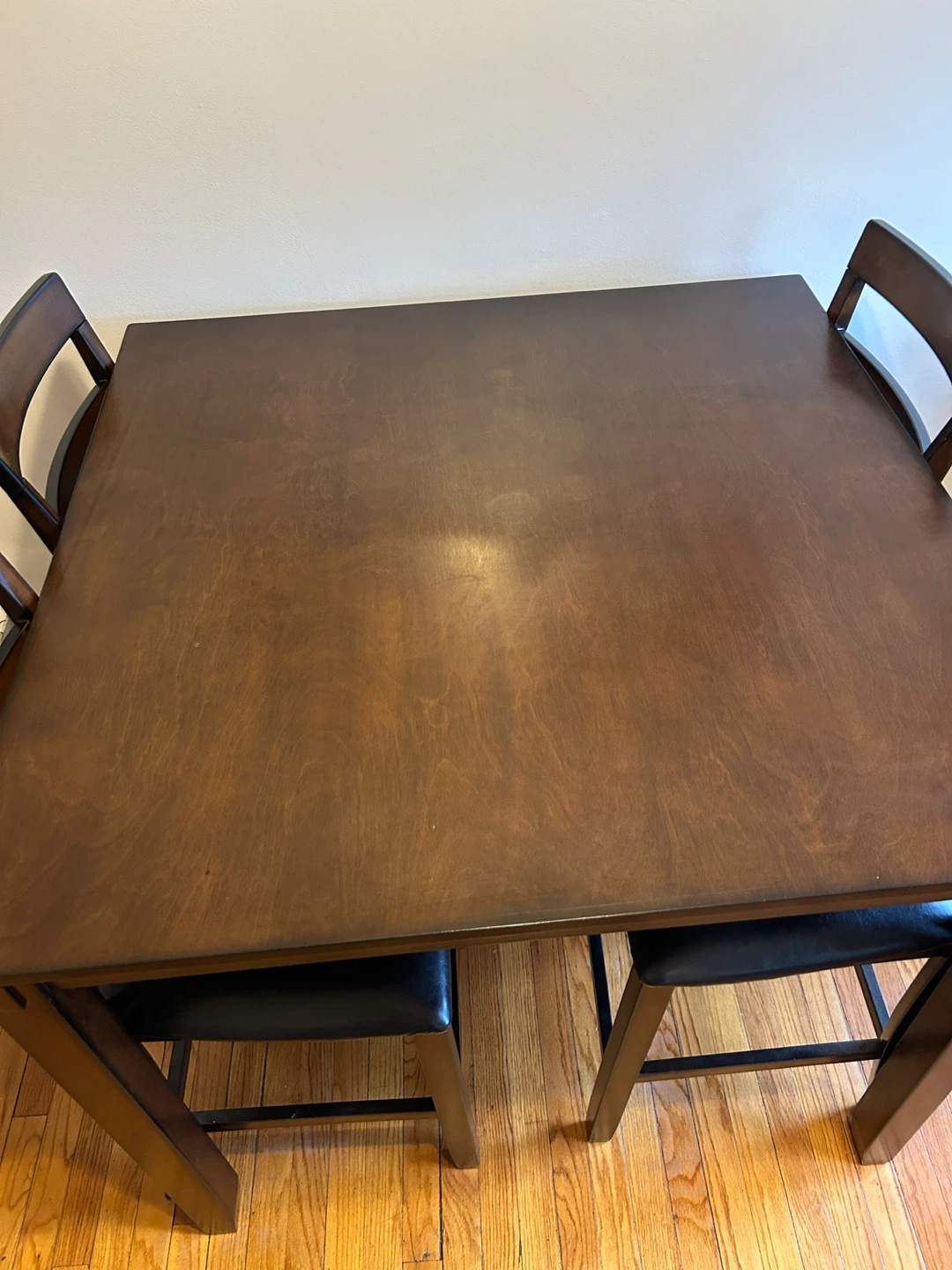 Dark Wood Dining Table with 4 Black Stools - photo 3