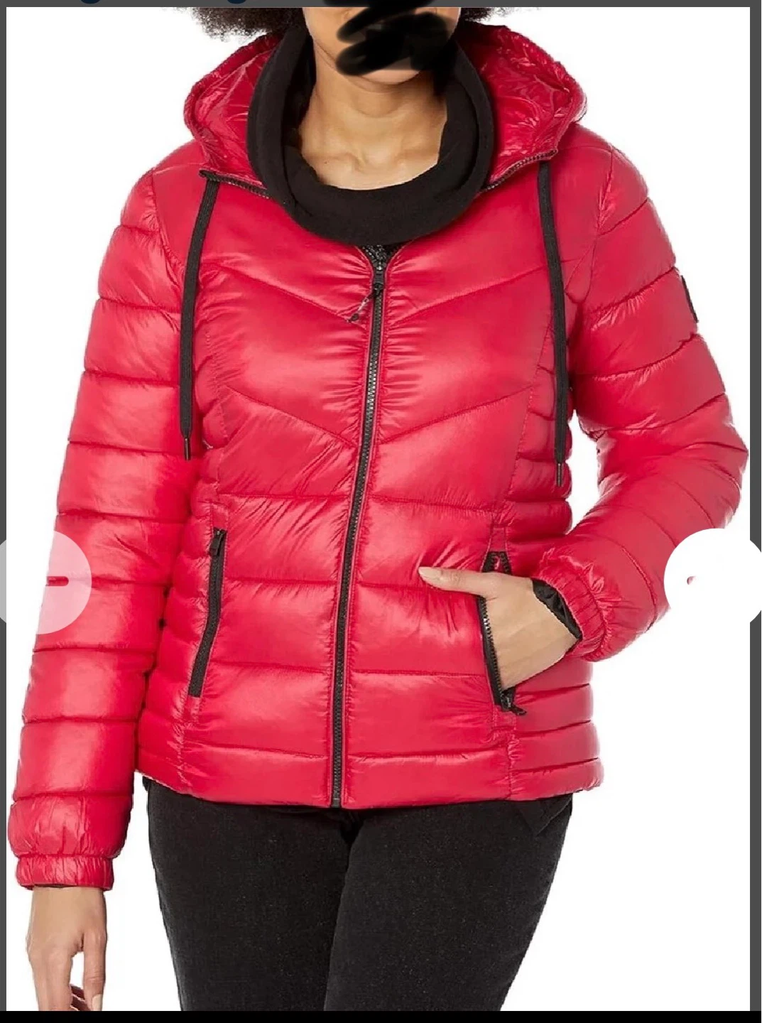 DKNY Red Puffer Jacket with Hood Size M - photo 4