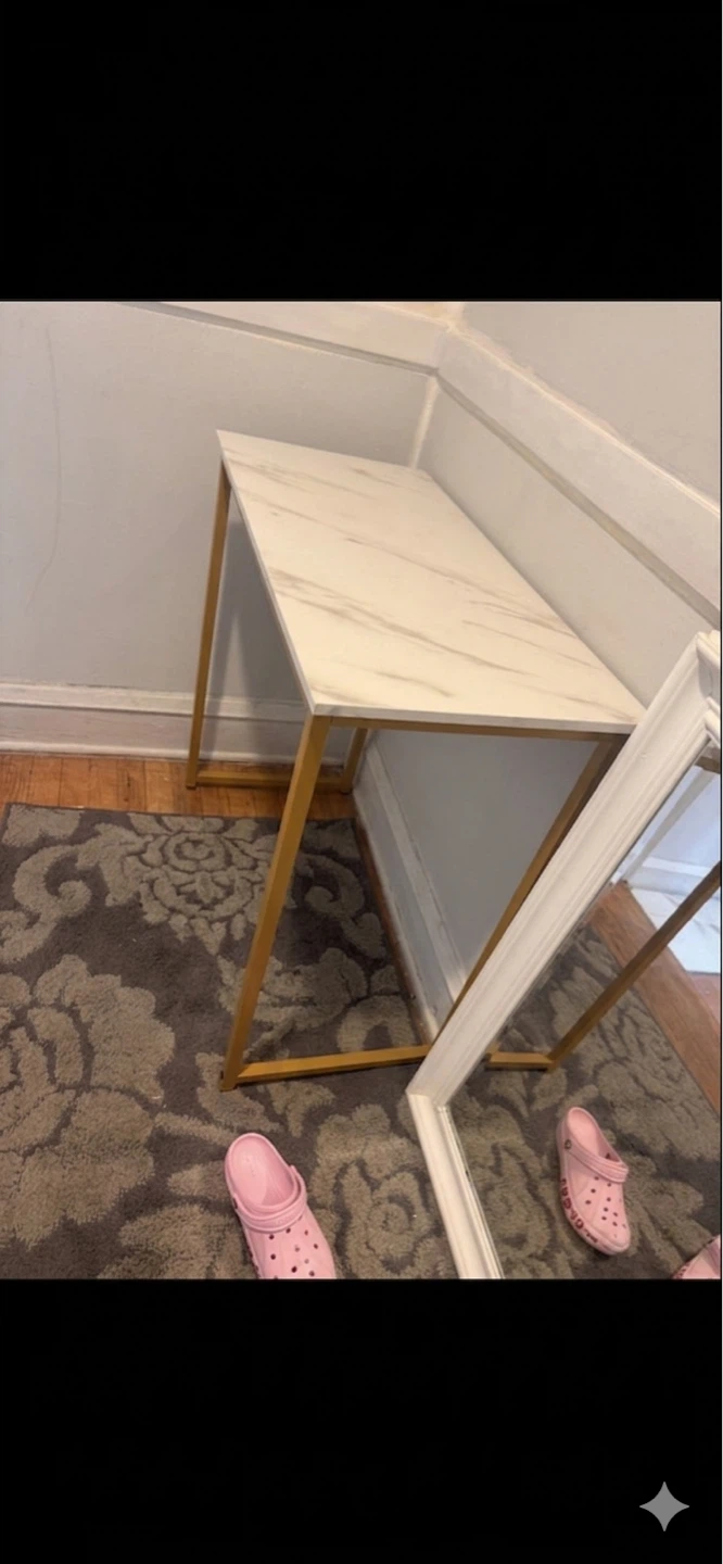 Marble Top Side Table with Gold Frame