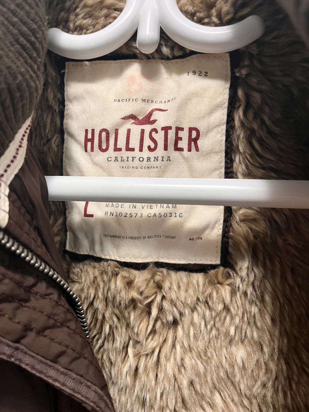 Hollister Puffer Jacket - Brown - Size L - photo 2