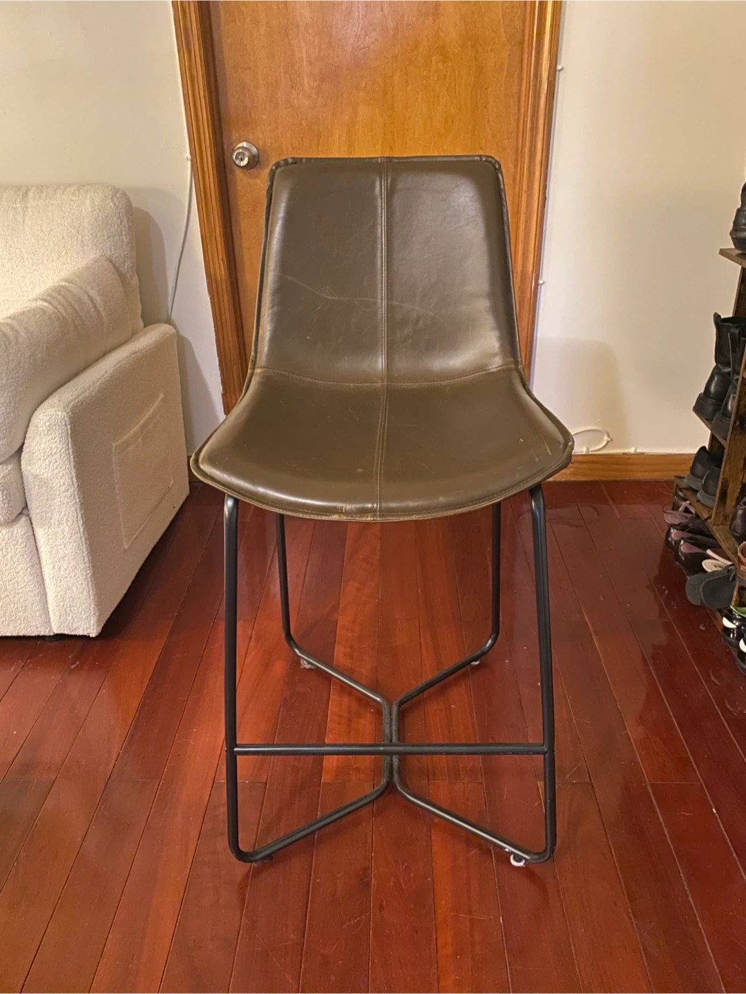 2 Brown Faux Leather Bar Stool