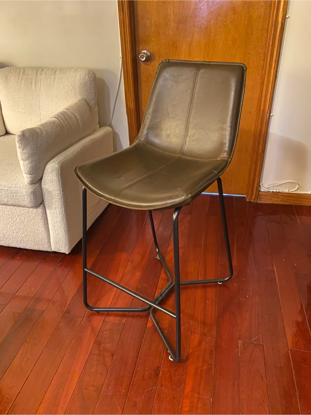 2 Brown Faux Leather Bar Stool - photo 2