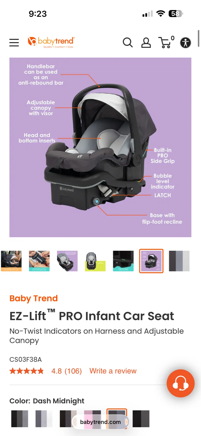Baby Trend EZ-Lift Pro Infant Car Seat - Dash Midnight - photo 2
