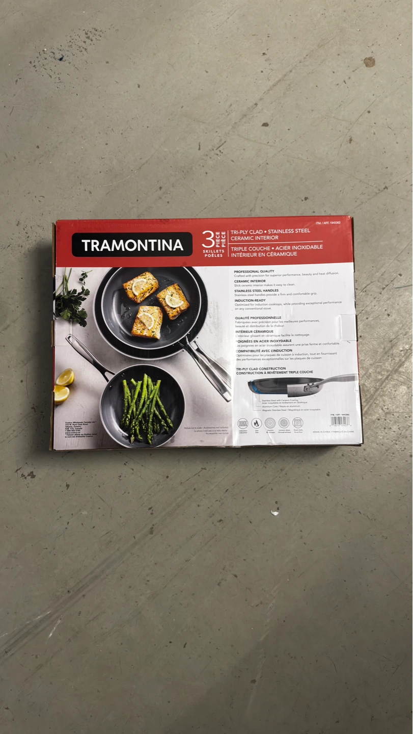 Tramontina 3-Piece Tri-Ply Clad Stainless Steel Cookware Set - photo 2
