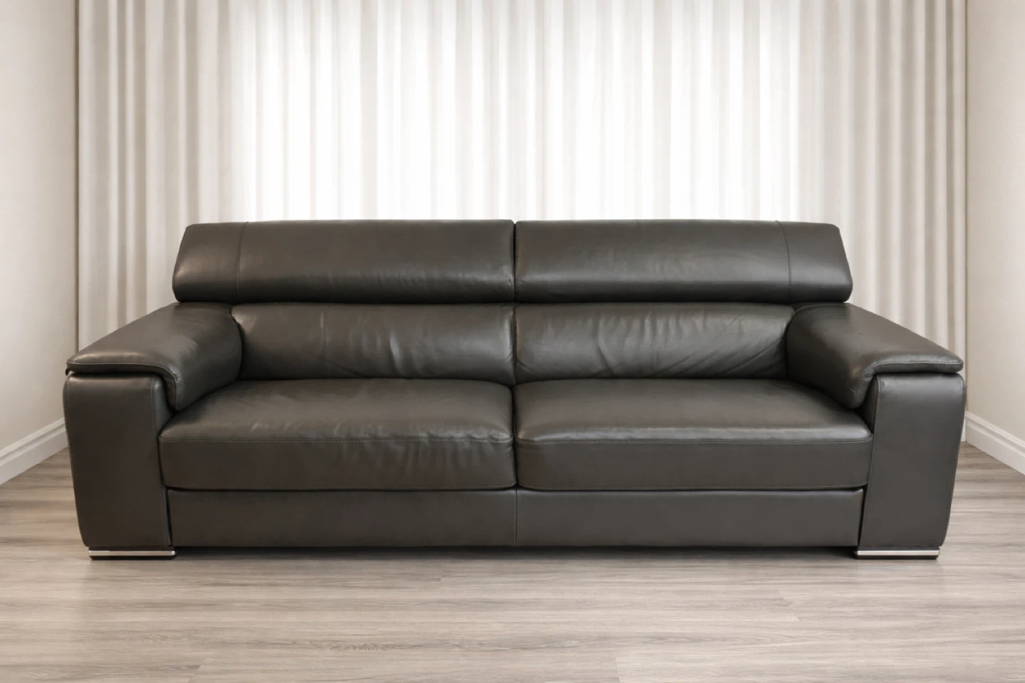 [SALE]Magnum Top Grain Leather Sofa - Dark Grey