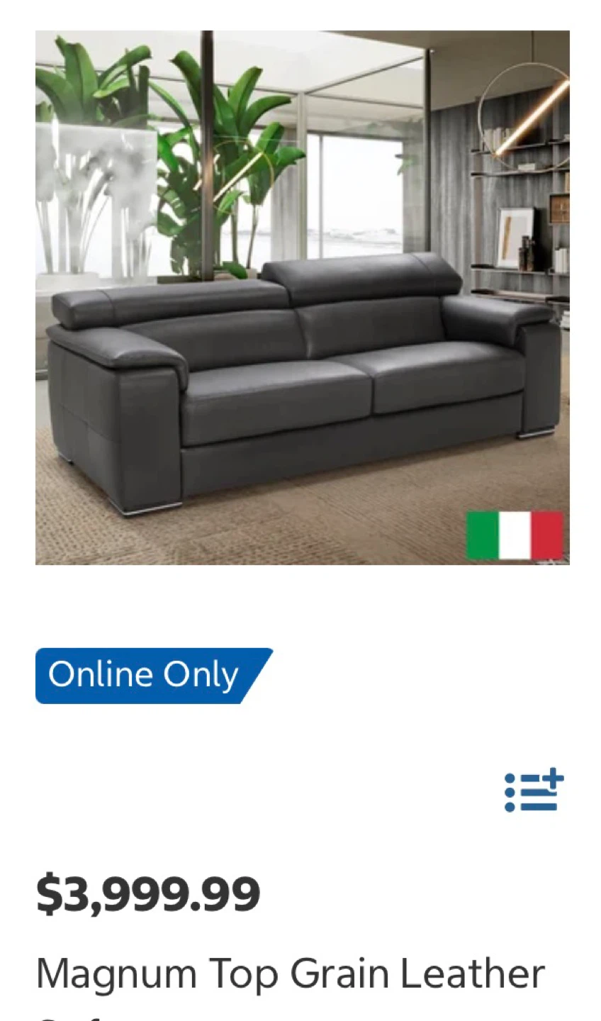 [SALE]Magnum Top Grain Leather Sofa - Dark Grey - photo 2