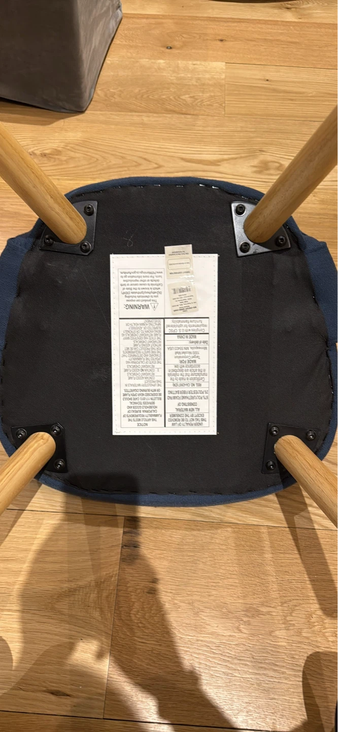 Galles Mid-Century Dining Chair - Navy Fabric, Natural Finish - photo 4