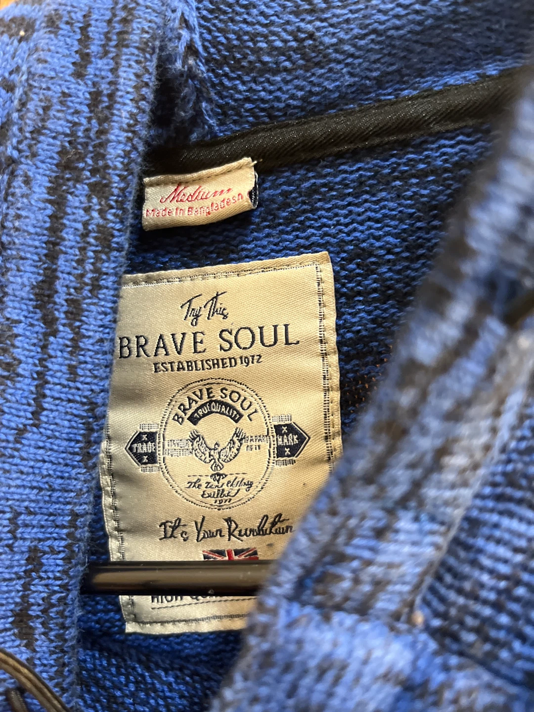 Brave Soul Men's Blue & Black Marled Knit Sweater - Medium - photo 2
