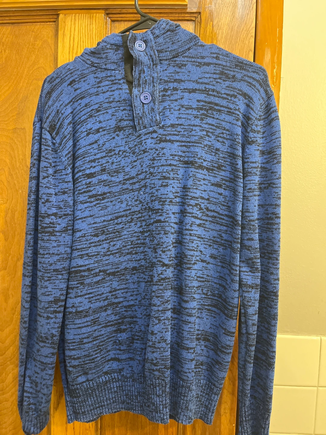 Brave Soul Men's Blue & Black Marled Knit Sweater - Medium