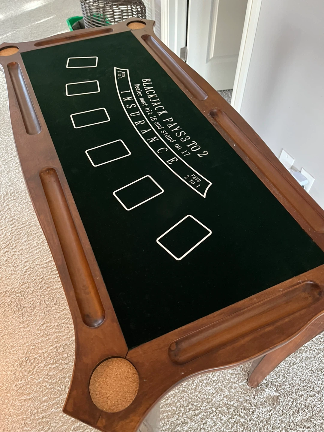 Solid Wood Game Table - Blackjack, Roulette, Craps
