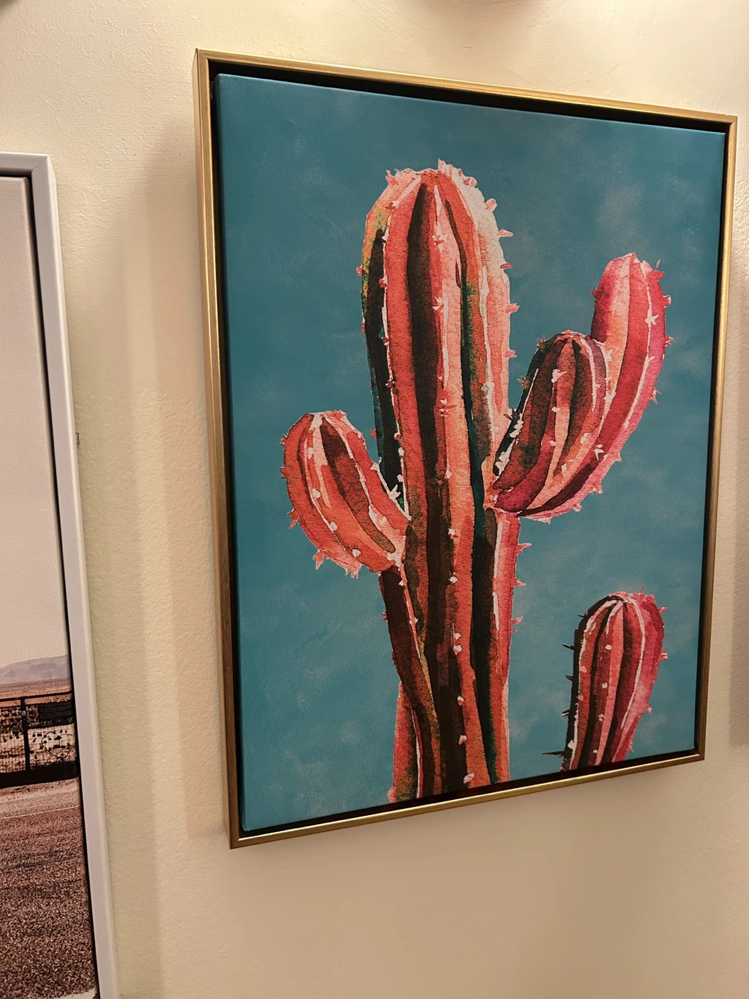 Canvas Wall Art Print with Red Cactus Design - photo 3