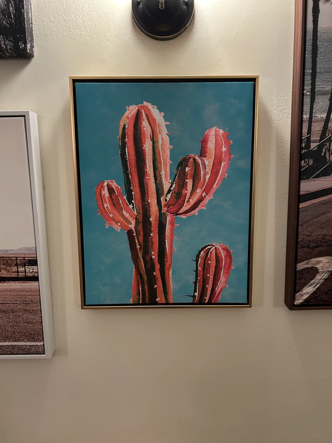 Canvas Wall Art Print with Red Cactus Design - photo 4