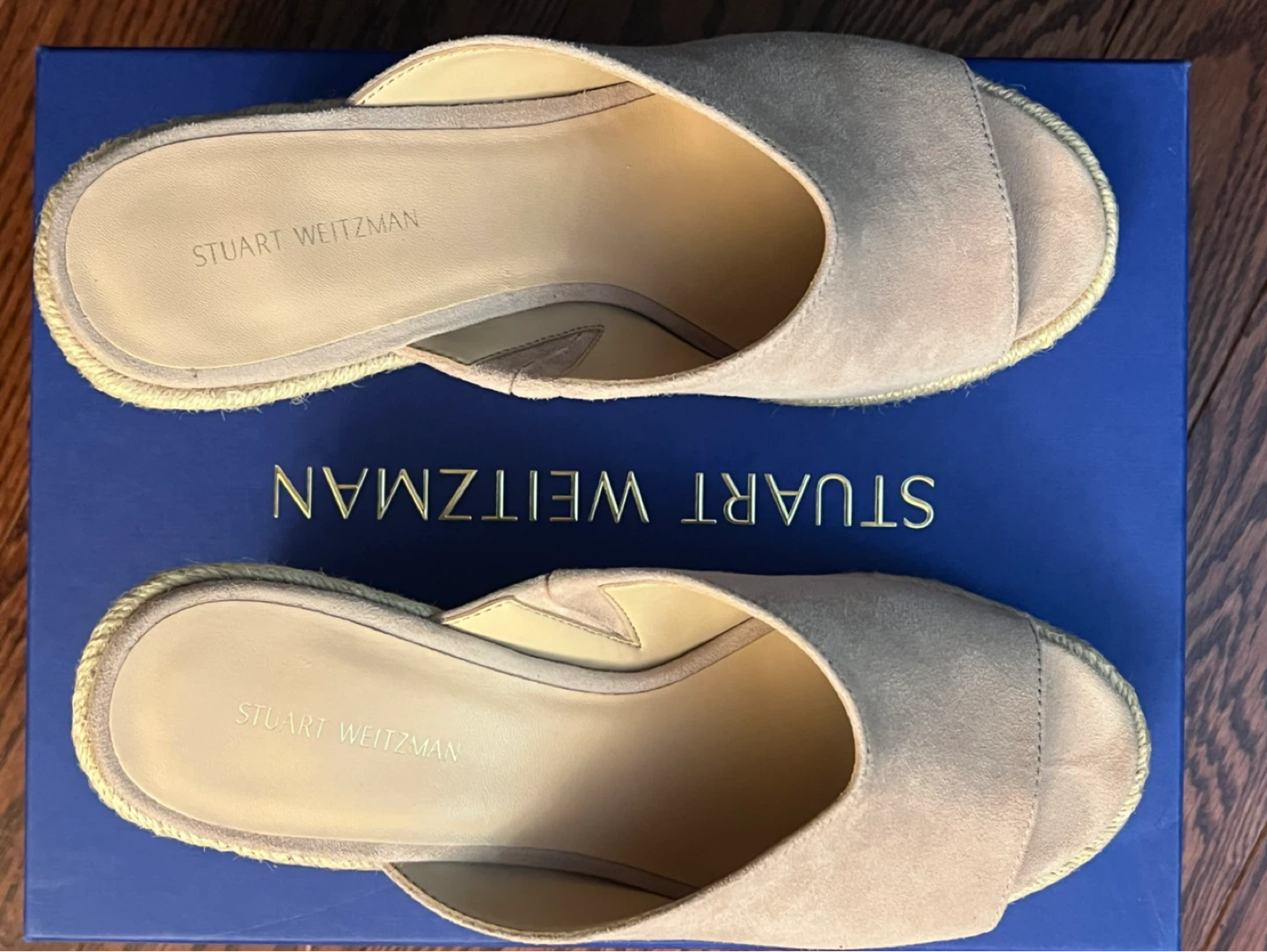 Stuart Weitzman Suede Espadrille Wedge Mules