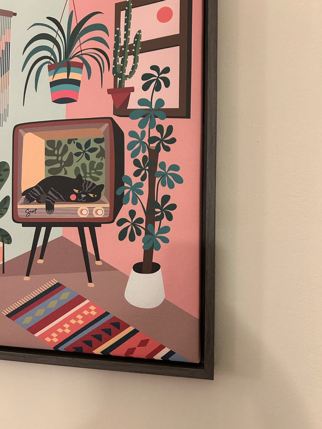 Framed "Retro TV Cat" Canvas Art Print - photo 3