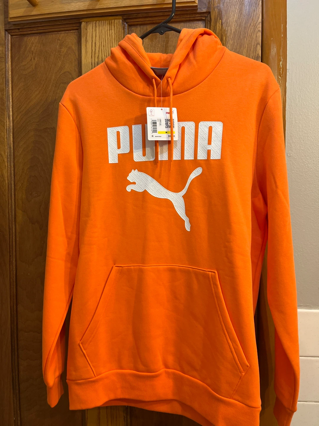 Puma Orange Hoodie with Logo - Size M
