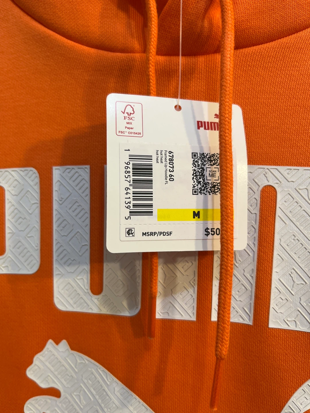 Puma Orange Hoodie with Logo - Size M - photo 2