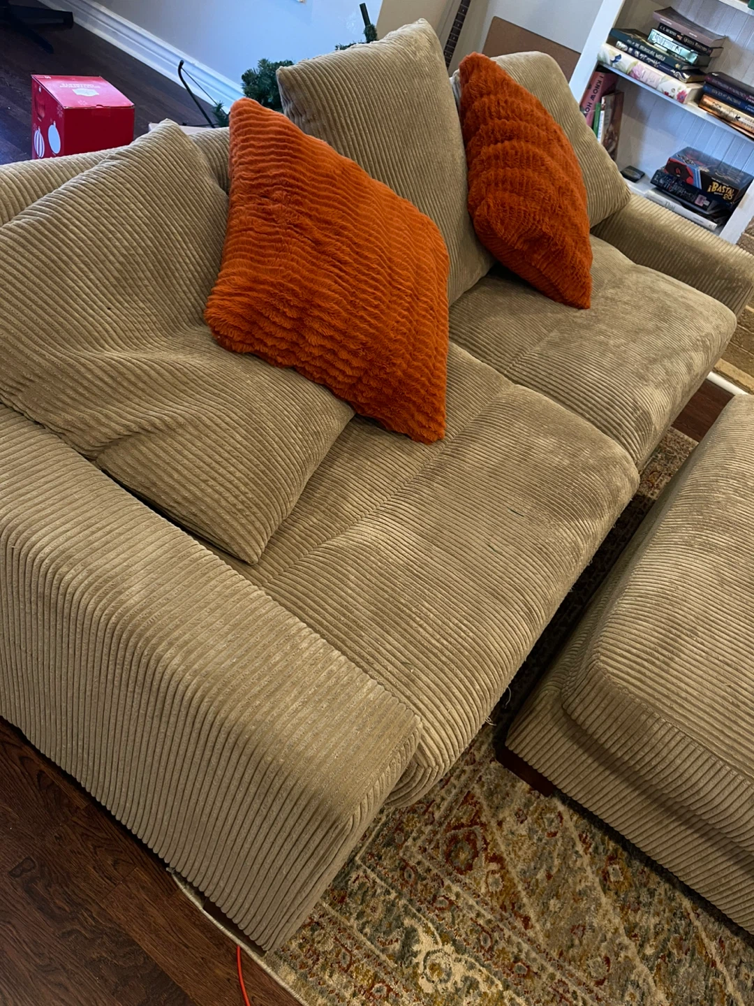 Corduroy Sofa with Ottoman - photo 2
