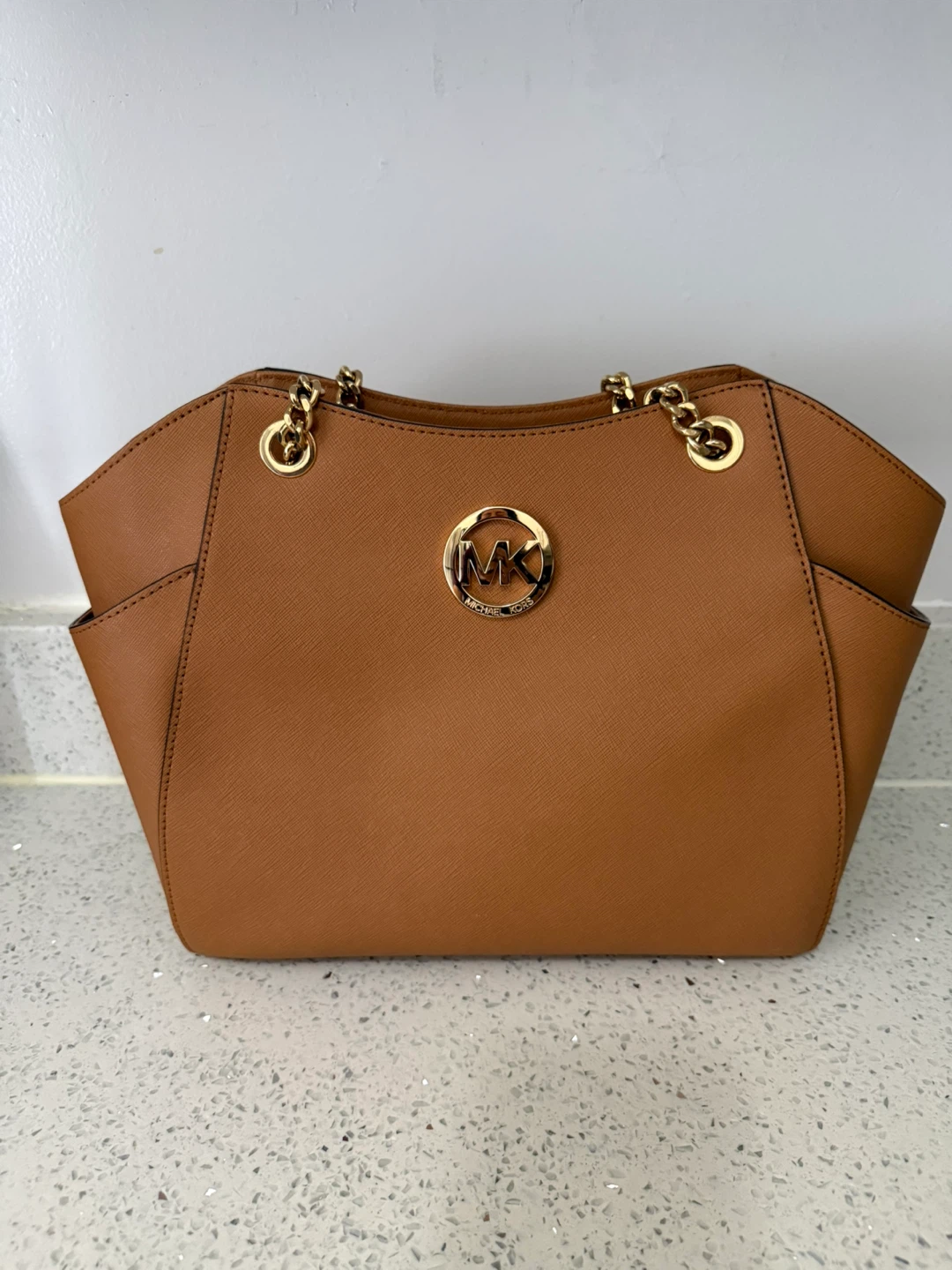 Michael Kors Brown Leather Chain Shoulder Bag