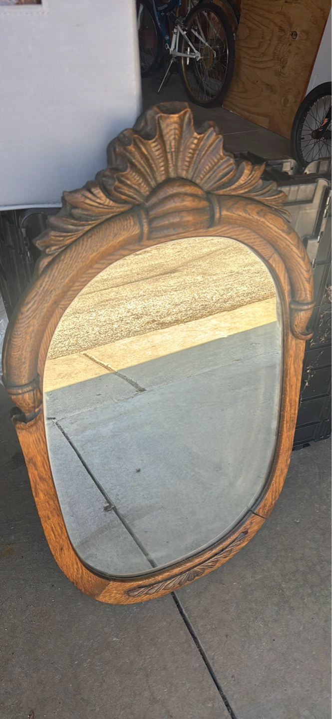 Ornate Wood Carved Oval Mirror - photo 3