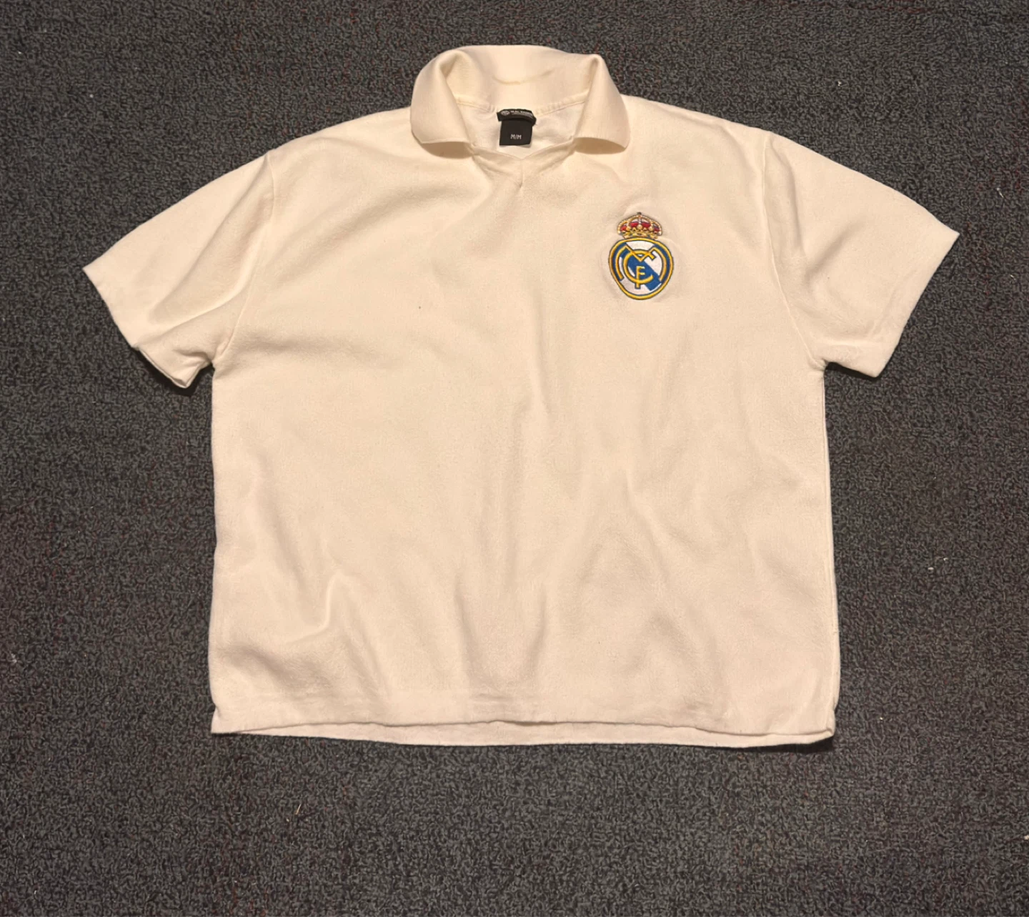 Real Madrid White Soccer Polo Jersey. Size M