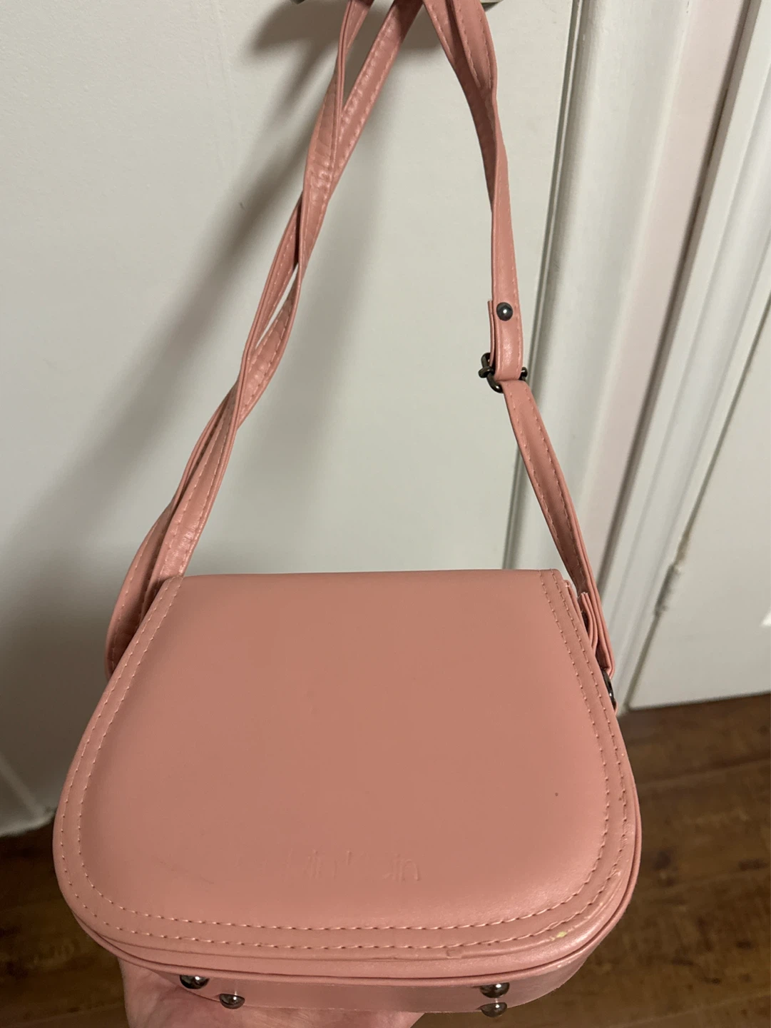 Pink Faux Leather Crossbody Bag