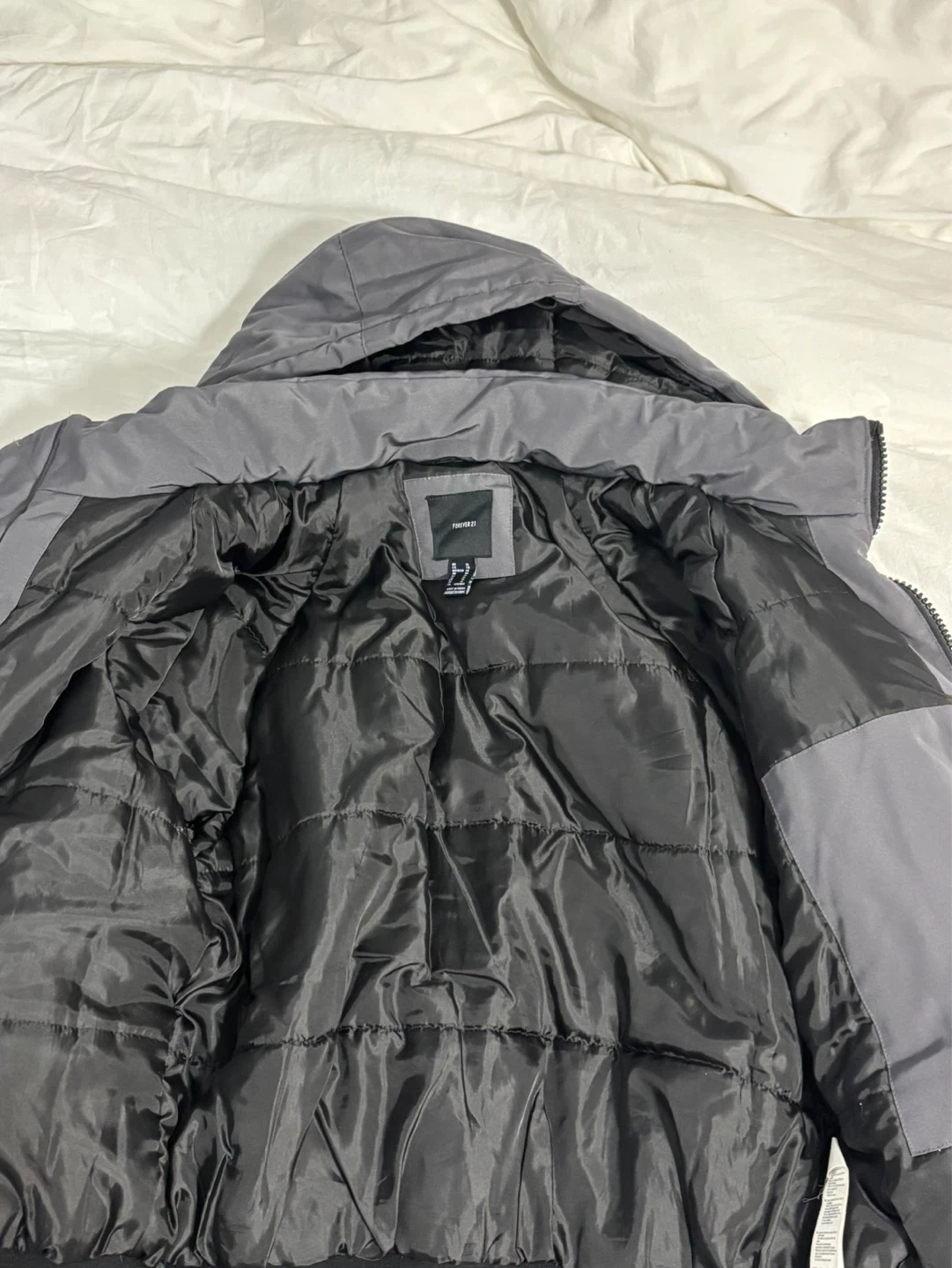 Forever 21 Grey Hooded Bomber Jacket - XL - photo 2