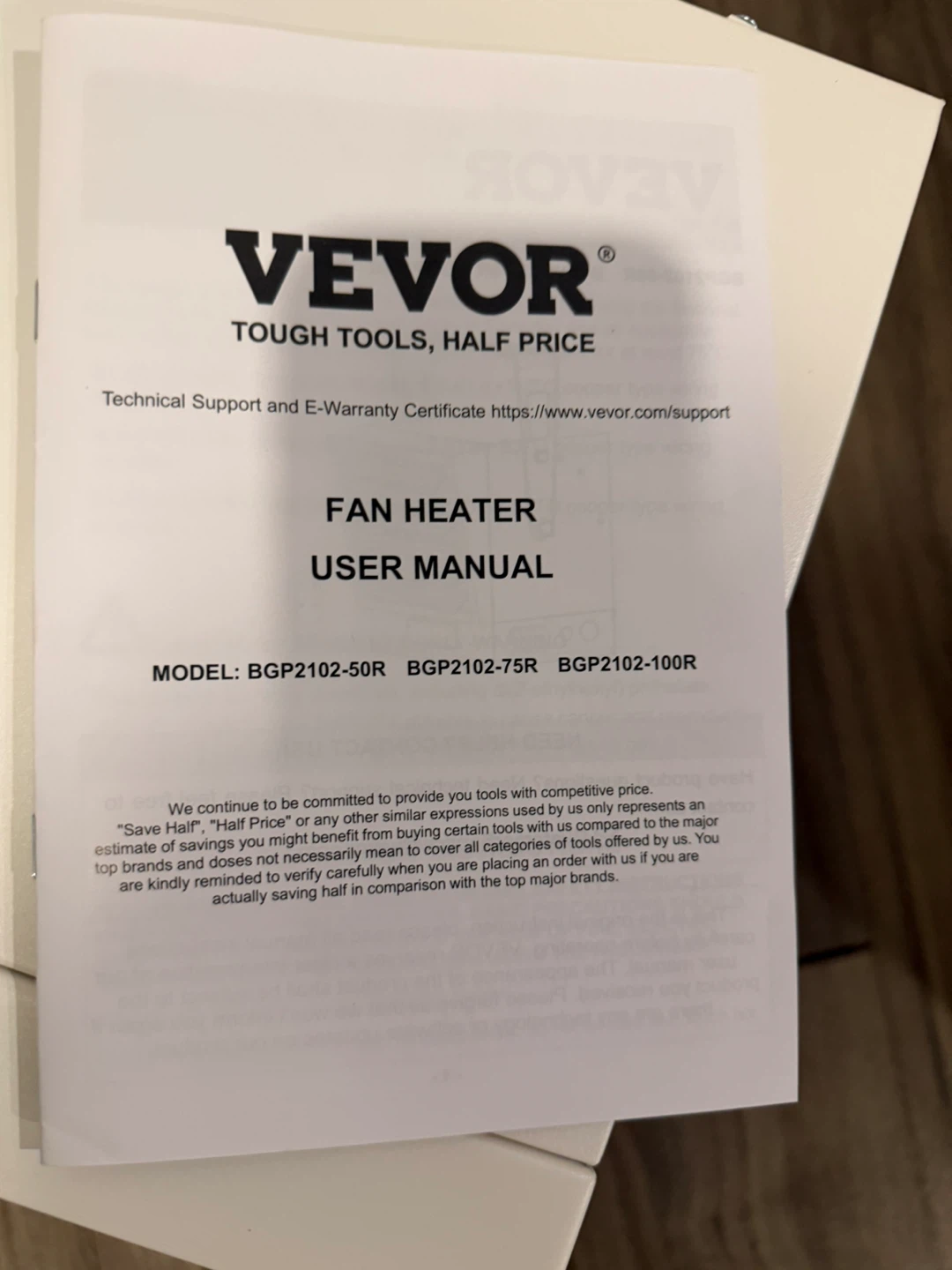 VEVOR Fan Heater with Remote and Hardware