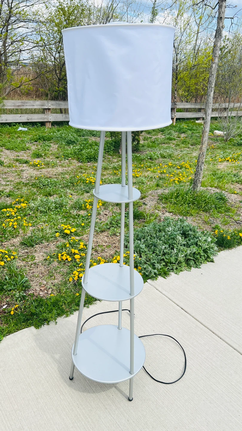 Silver Floor Lamp with Shelves