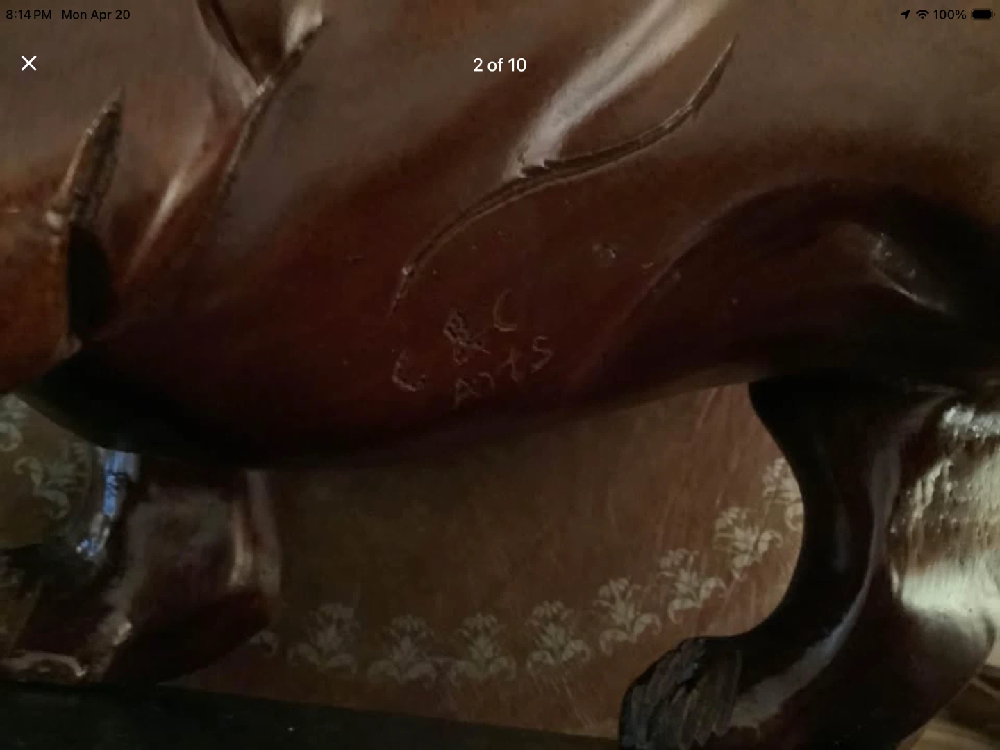 Lg Vt Hd Carved Ironwood Lion Sculpture on a Wd Base 🐞 - photo 2