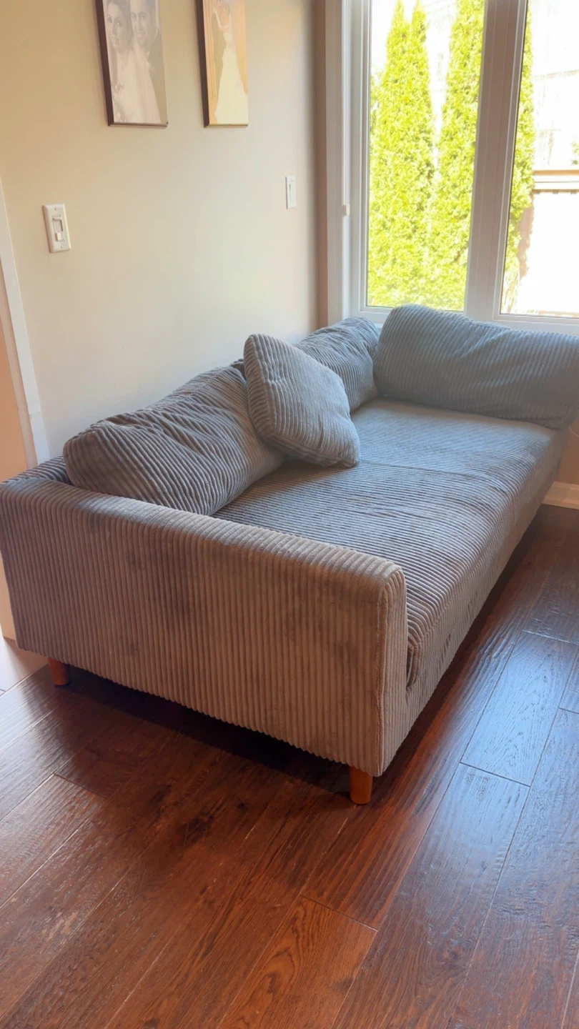 Grey Corduroy Sofa with Pillows - photo 4