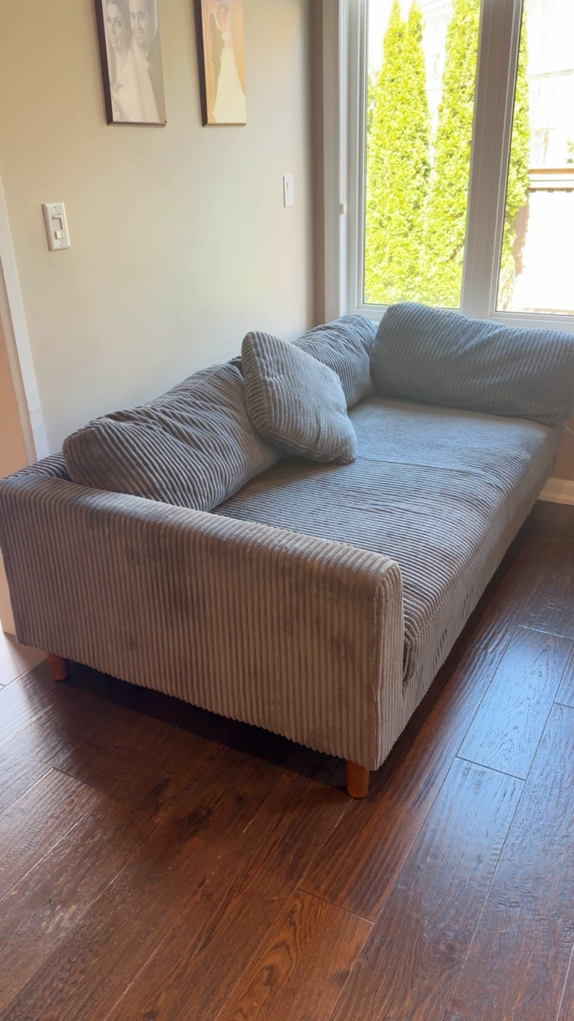Grey Corduroy Sofa with Pillows - photo 3