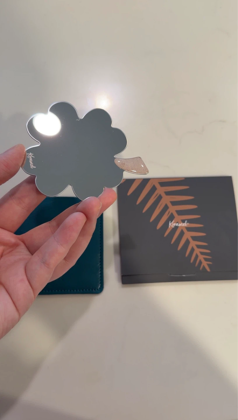 Krramel mini makeup Mirror with leather Card Case