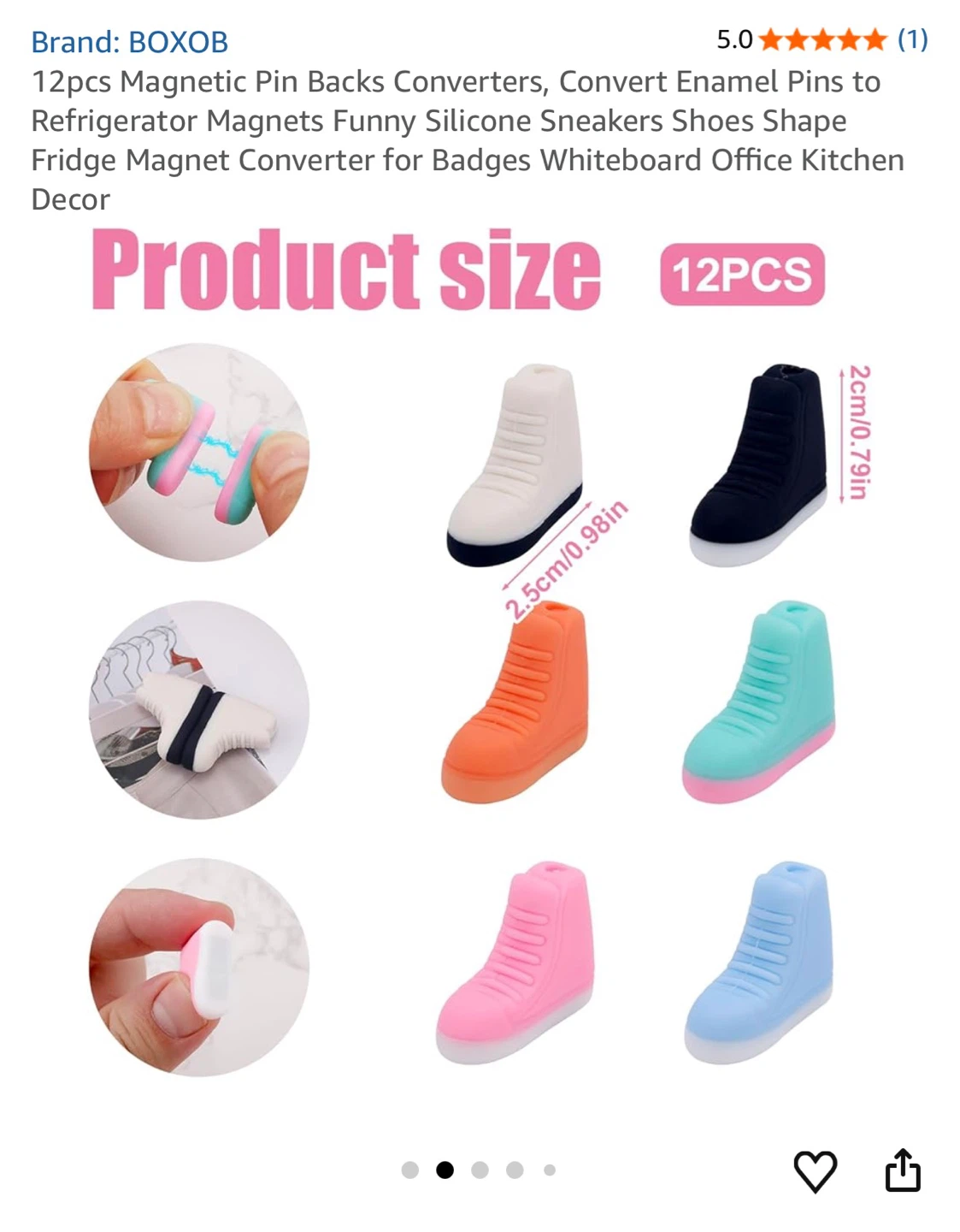 12pcs Sneaker Shape Silicone Pin Backs Magnets - photo 3