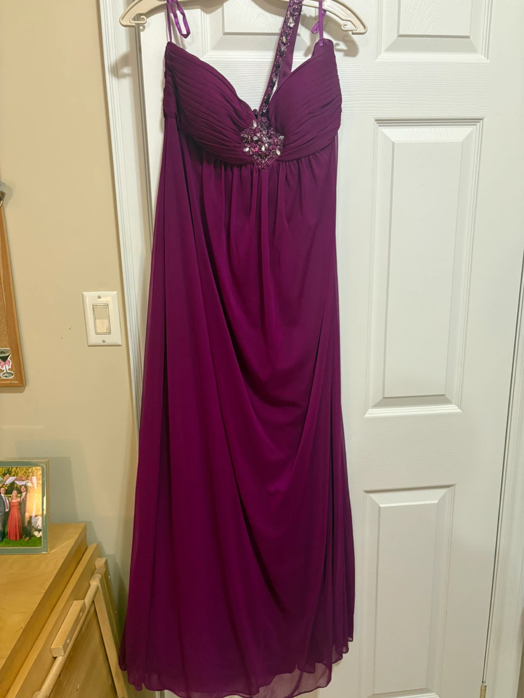Purple Embellished dress - Melanie Lyne Size 14