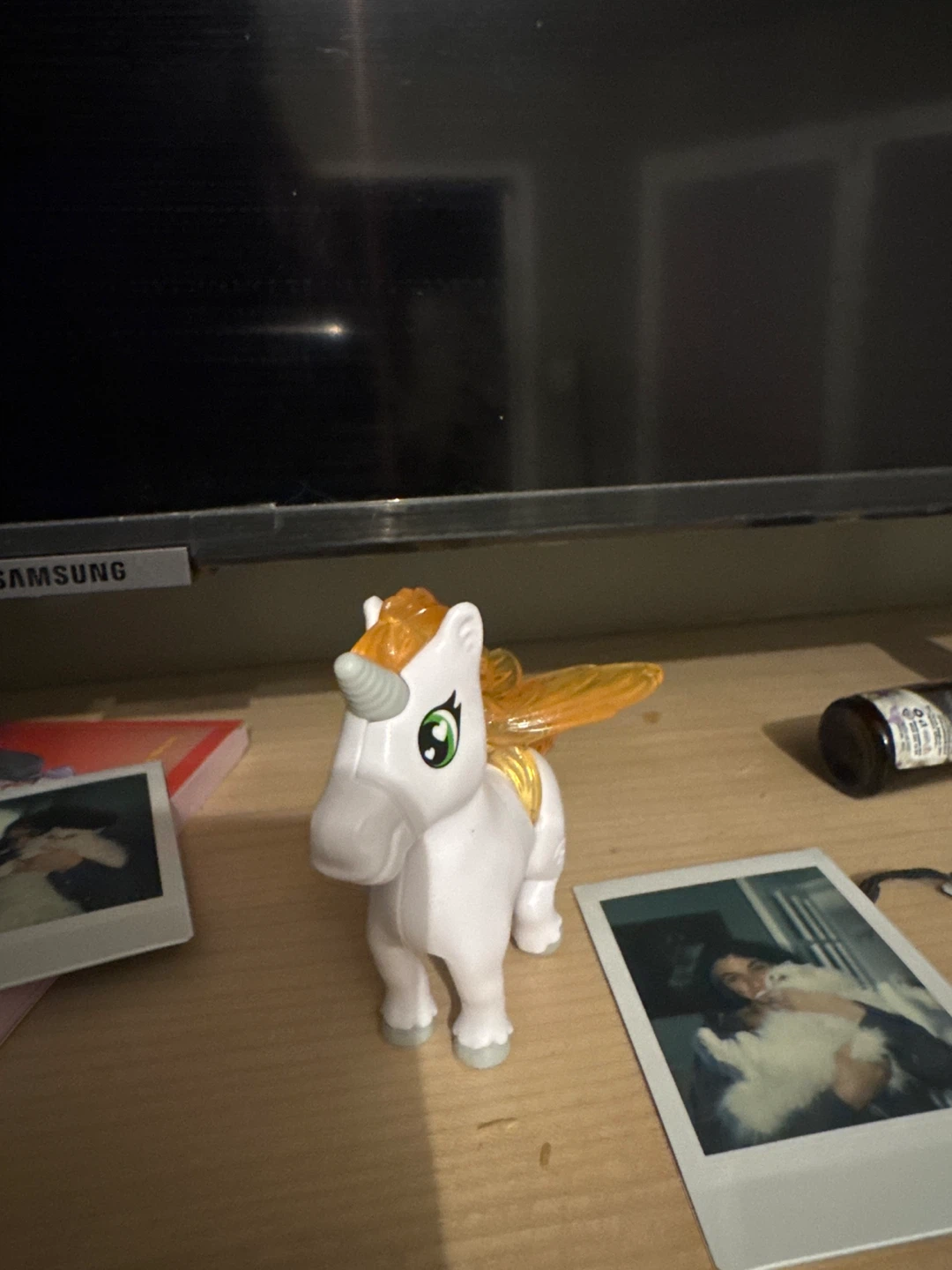 White Unicorn Toy with Orange Wings