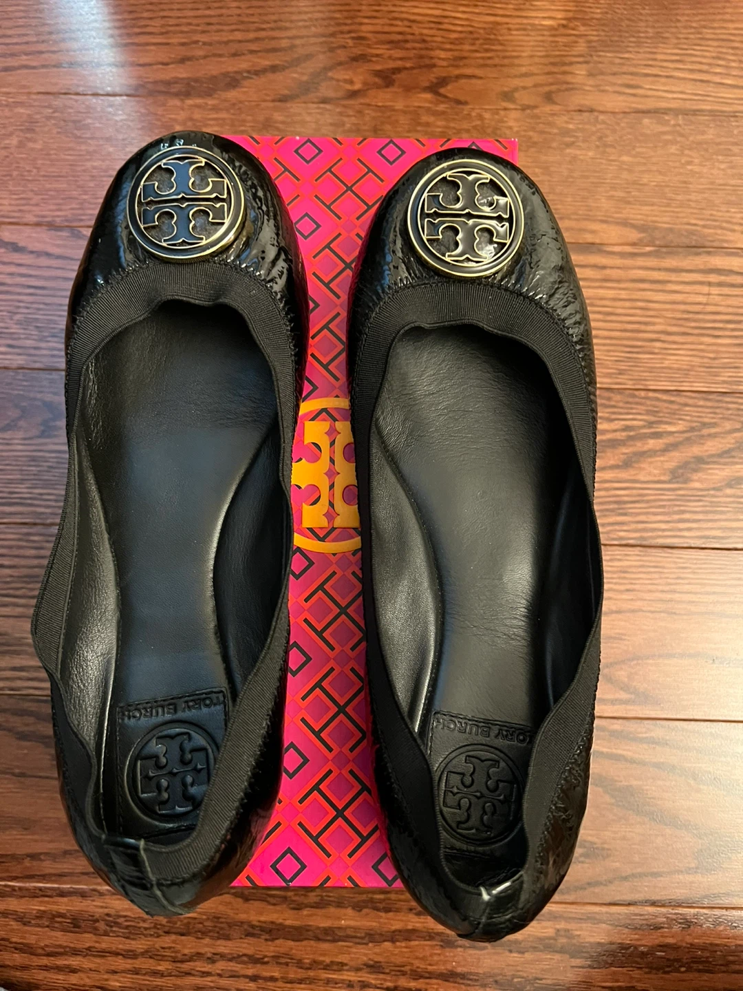 Tory Burch Black Patent Leather Ballet Flats Size 8M