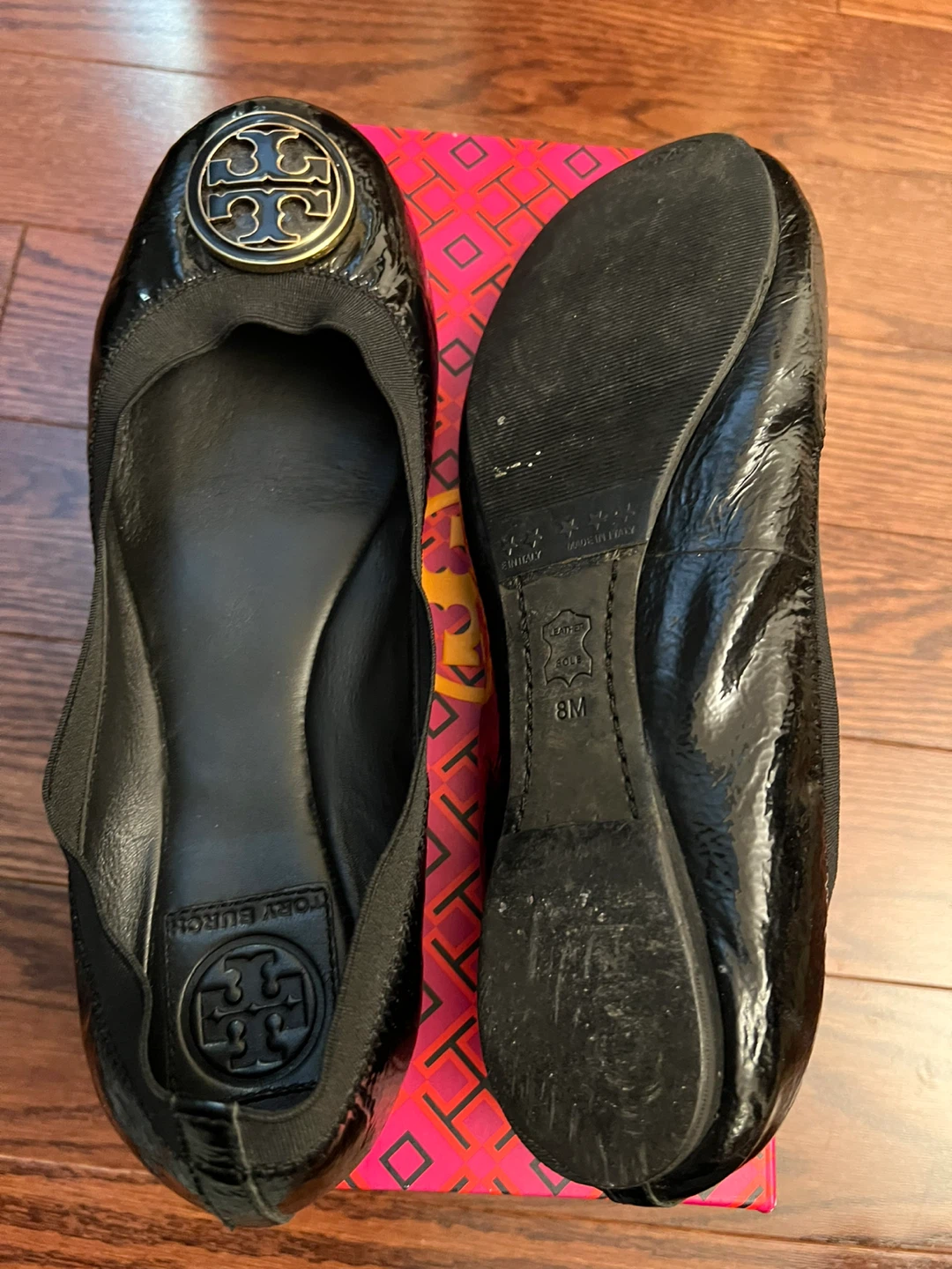 Tory Burch Black Patent Leather Ballet Flats Size 8M - photo 2