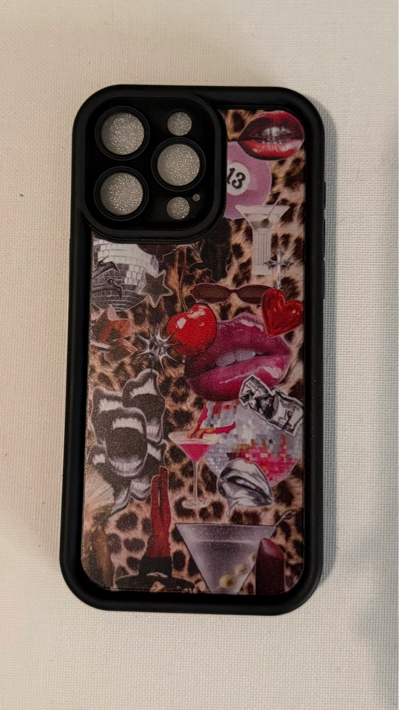 iphone 15 pro max Phone Case - Leopard Print Collage Design