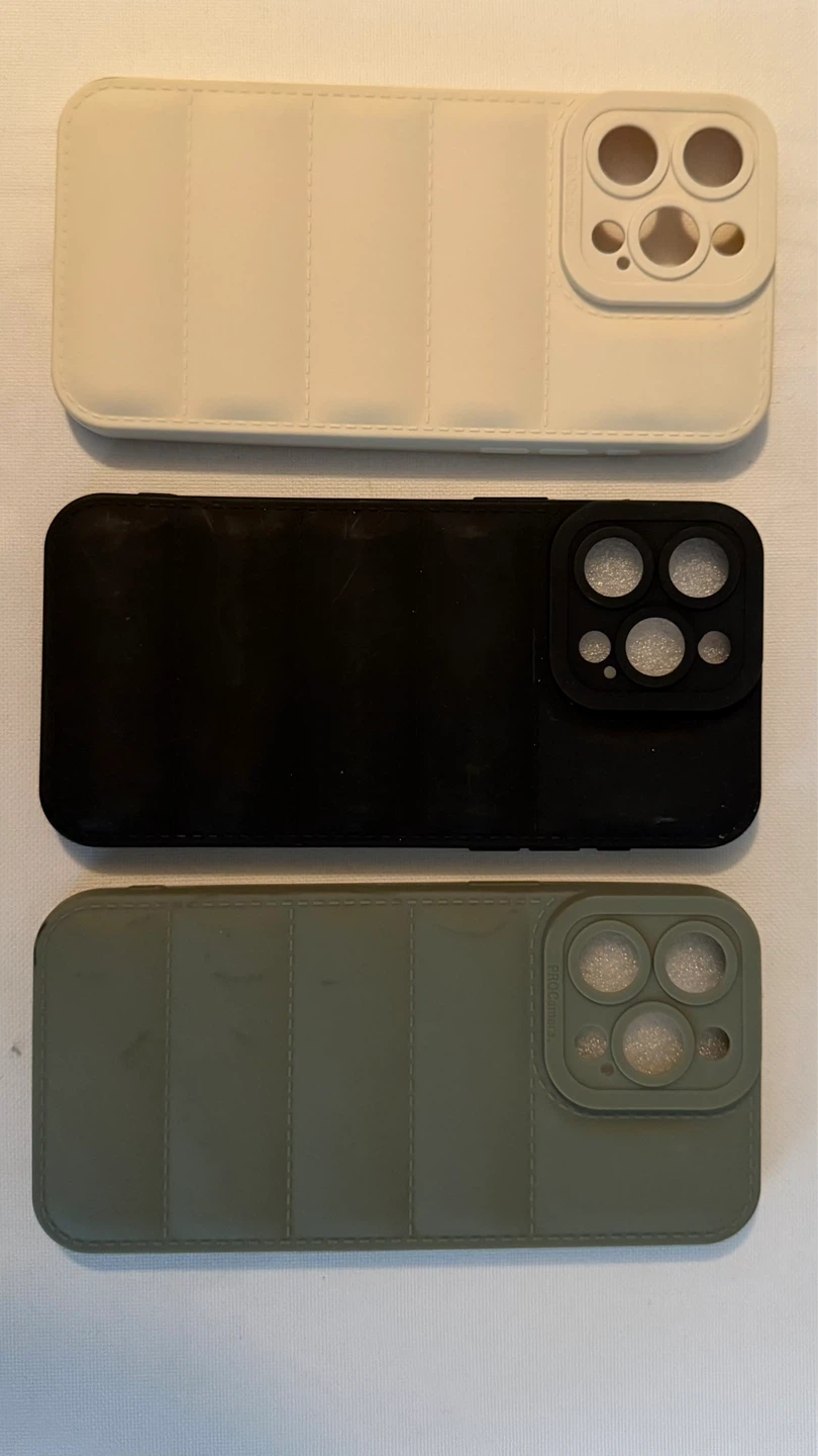 iPhone 14 Pro Max Quilted Case - Black, Cream, and Green