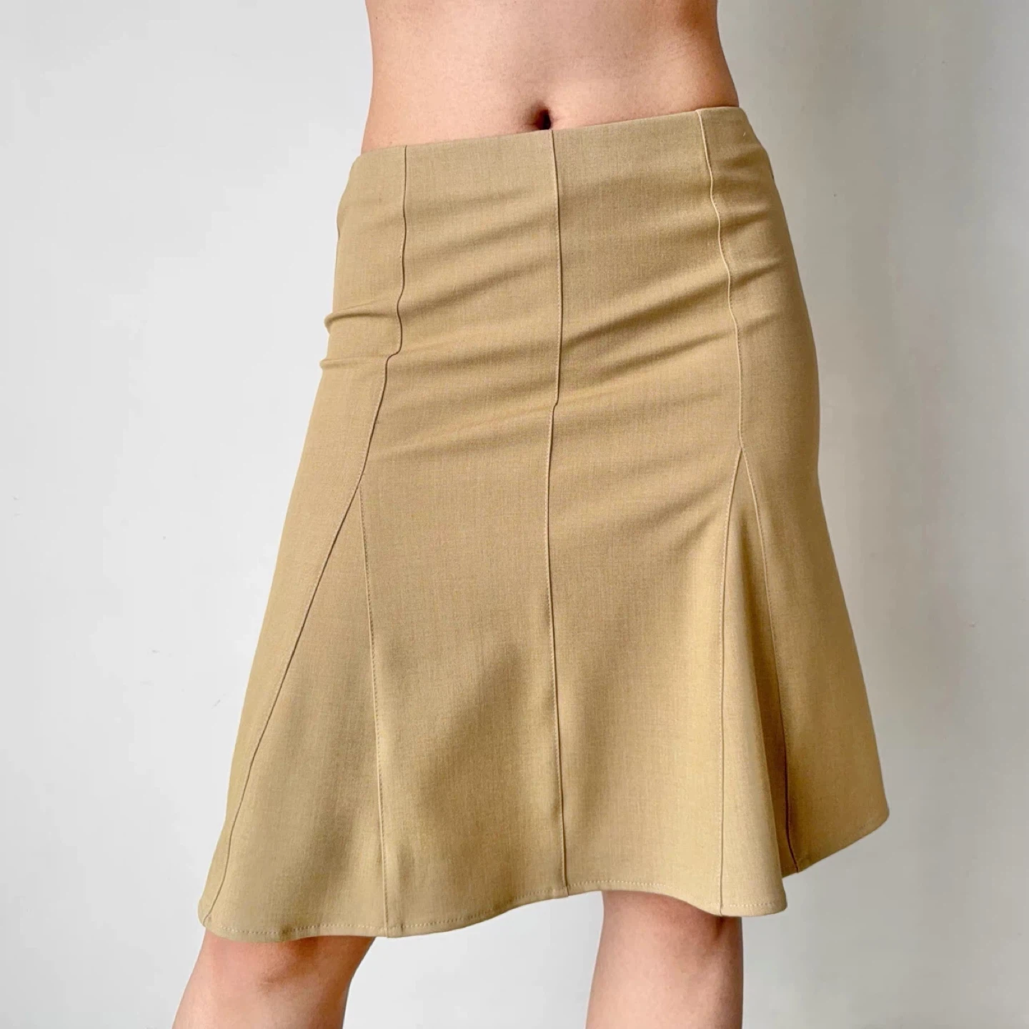 Midrise Mermaid Khaki Midi Skirt