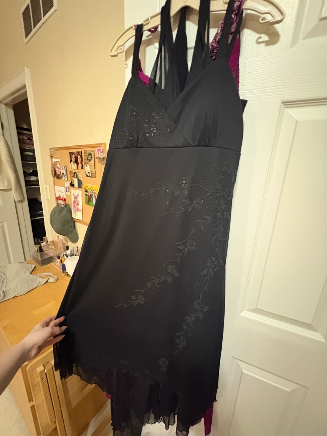 Black Embellished Halter Dress - Size large - photo 2
