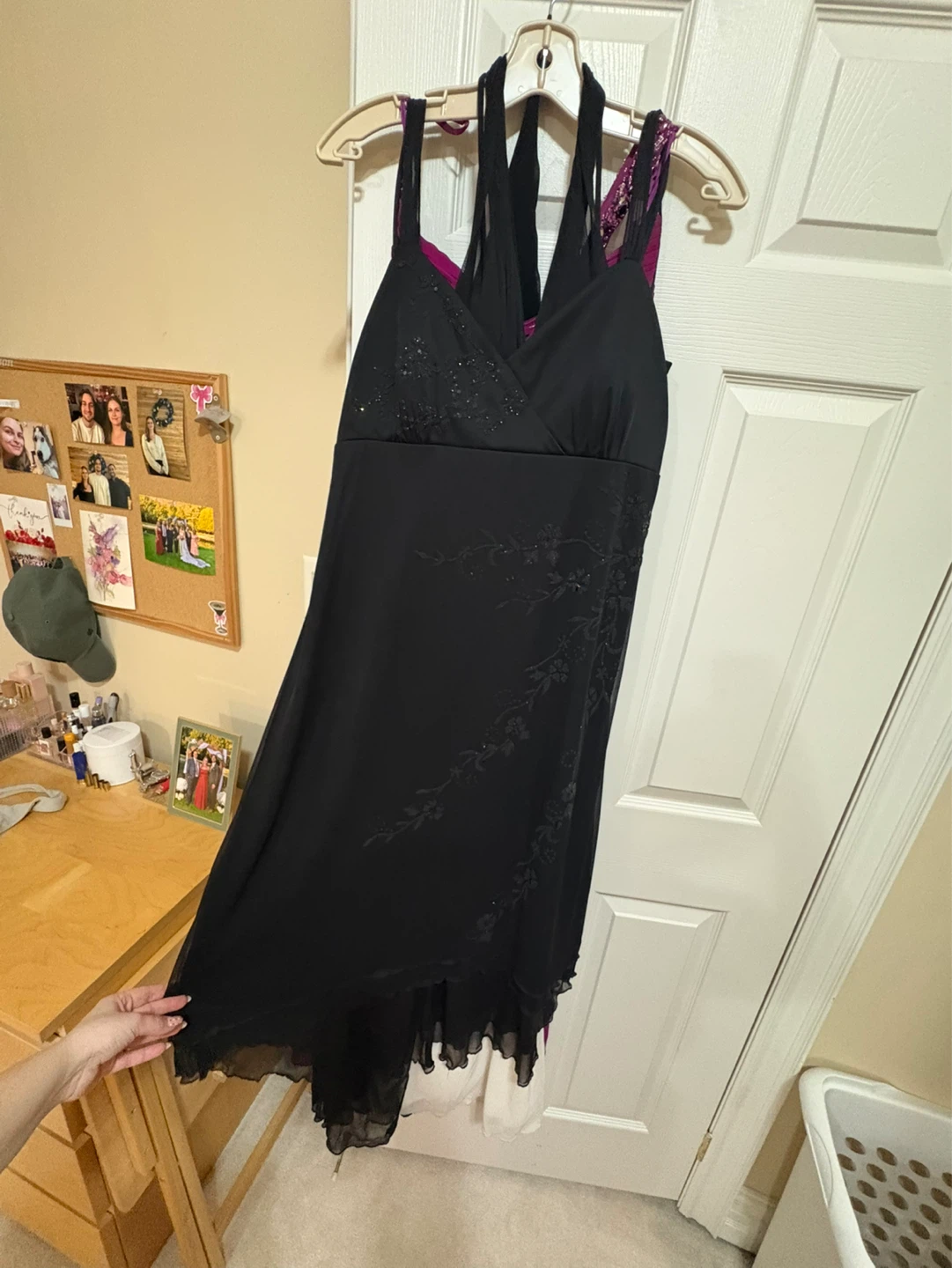 Black Embellished Halter Dress - Size large