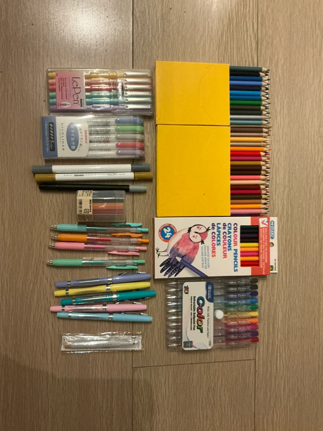 Art supplies and pens